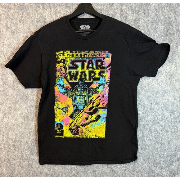 Star Wars “The Mighty Vader” Comic Book Theme Splatter T-Shirt Adult Size Large - Picture 1 of 4